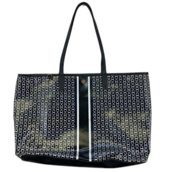 Tory Burch‎ Women’s Black White Gemini Link Large Tote Shoulder Bag Classic - Picture 1 of 16